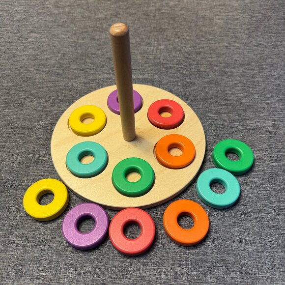 LOVEVERY Rainbow wooden ring stacker toy. Age level: 13 mo + - Picture 4 of 5